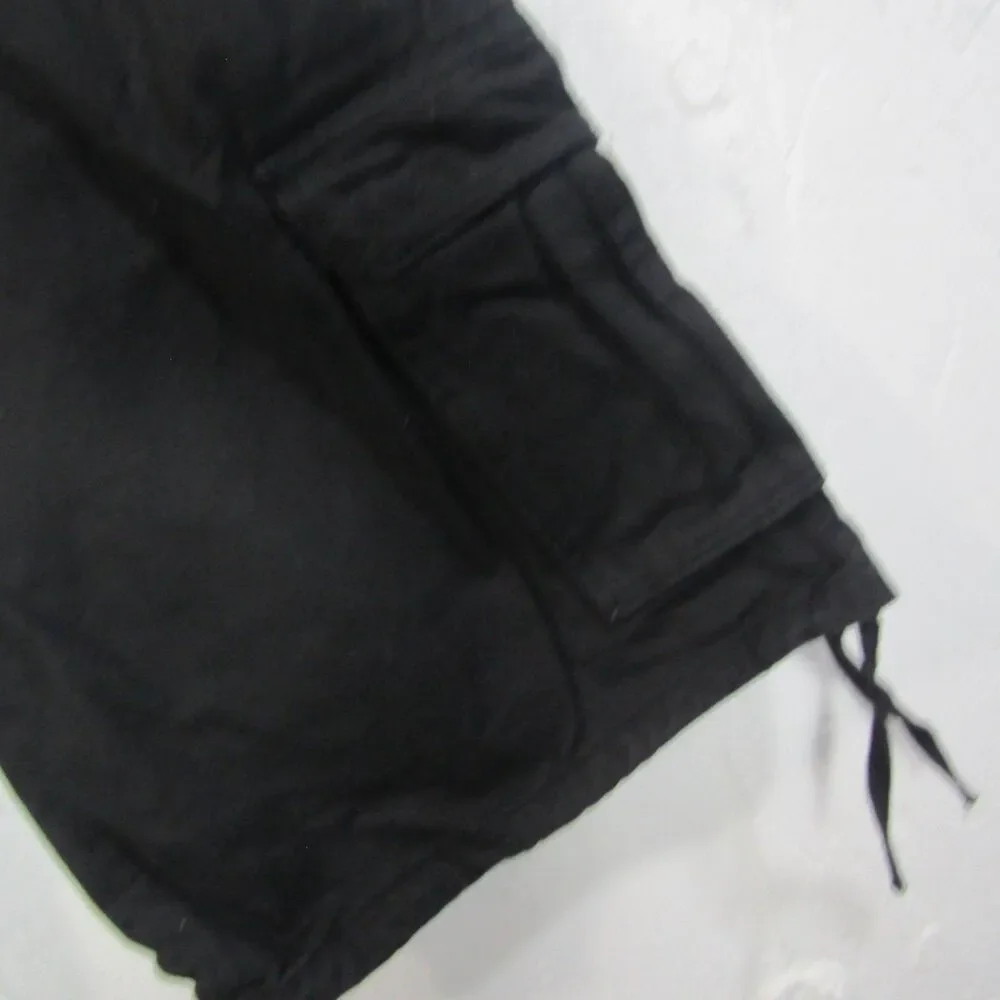 NOIZ. Men's Size 42 Black Y2K Cargo Shorts Drawstring Hem Cotton Baggy Workwear